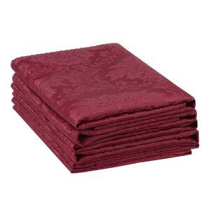 6 Pack Polyester Napkins, Printed Floral Napkins 19x19Inch Wine Red